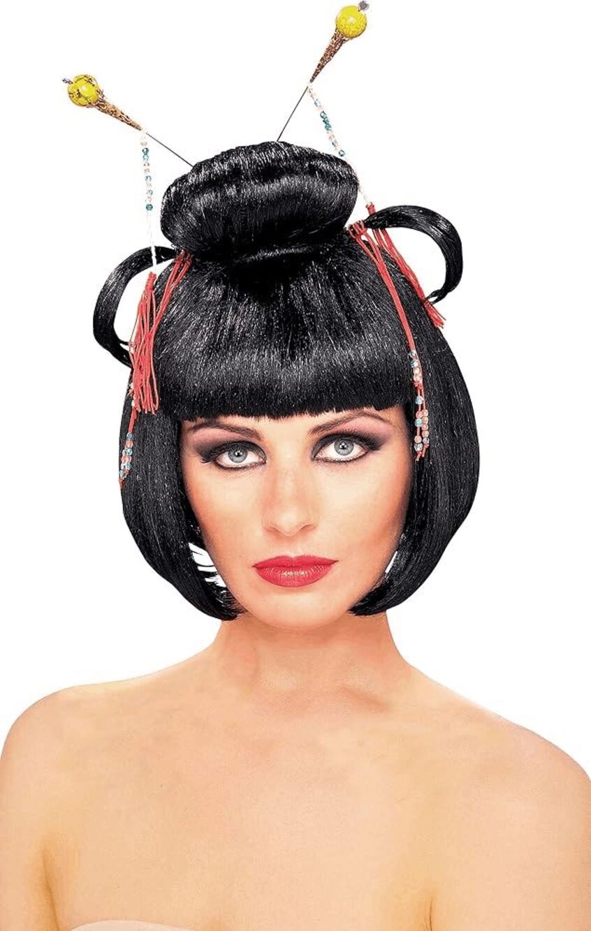 Spirit Halloween Geisha Wig Black Hair Updo Costume